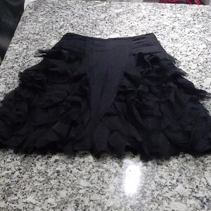 Teri Jon Black Ruffle Mini Skirt